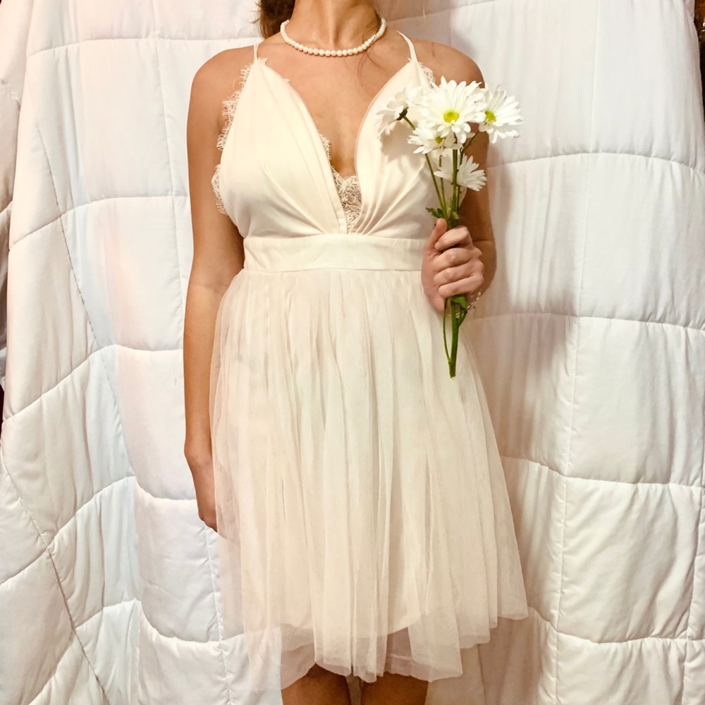 white dress with lace details